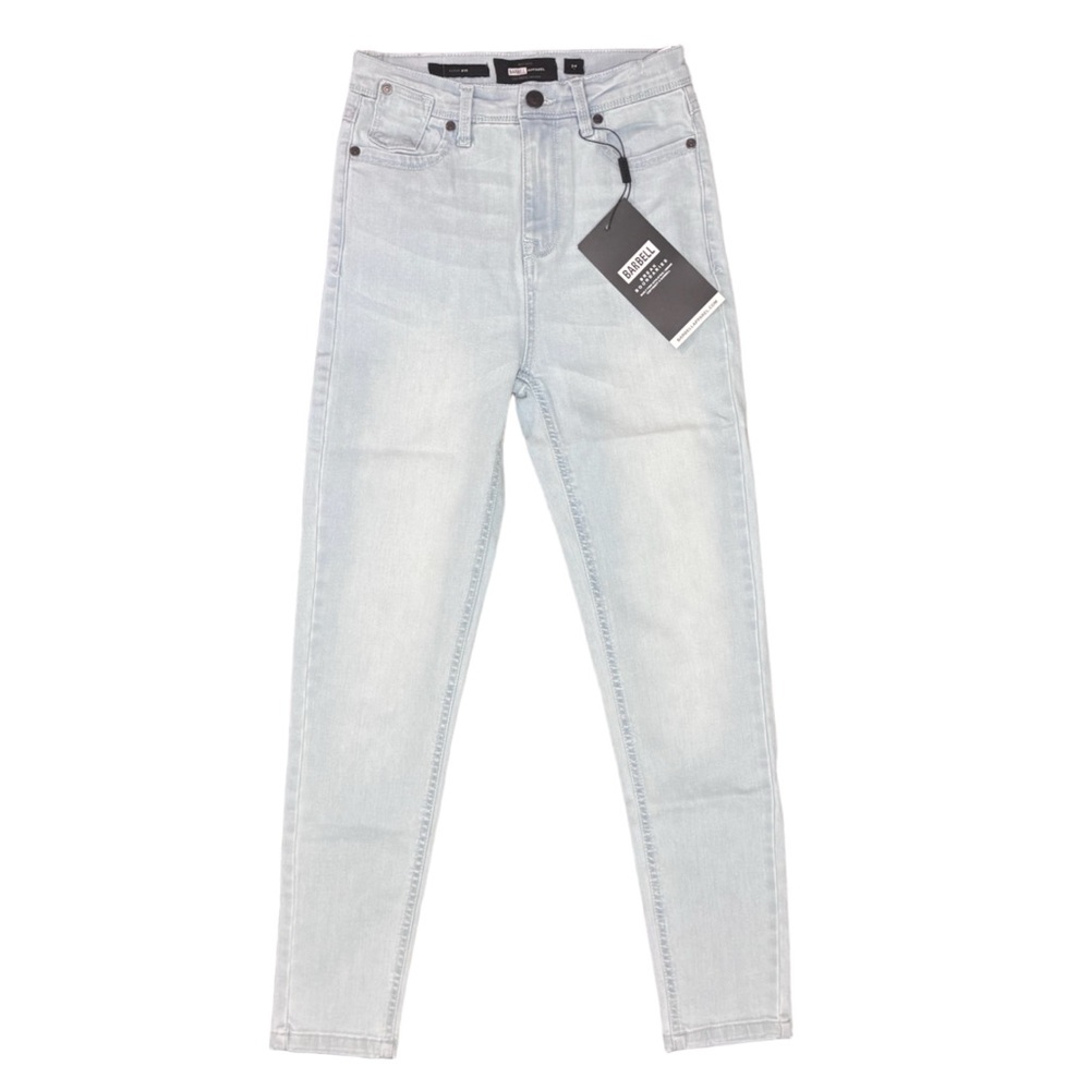 NWT Barbell Apparel Women's Mom Fit High Rise Light Wash Jeans Size 24‎